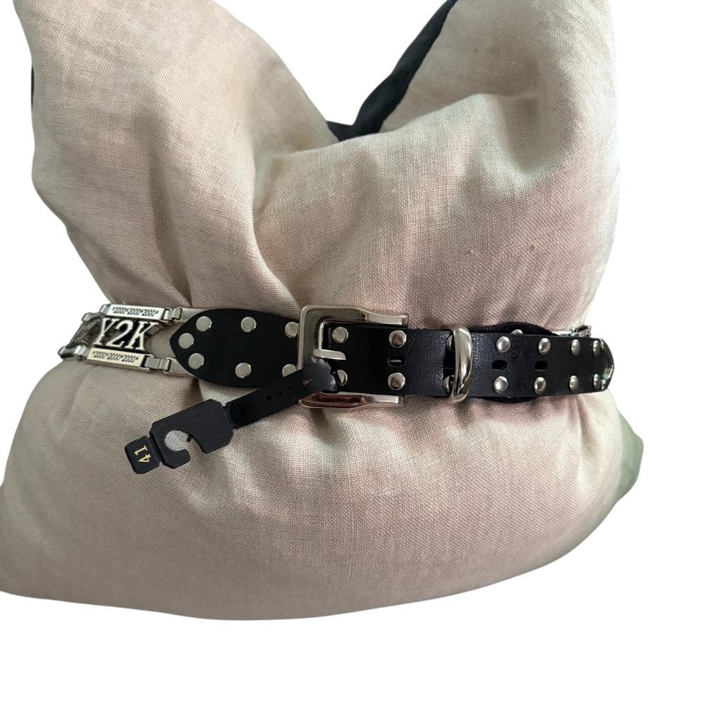 Vintage Y2K Studded Belt Size 41 Silver Tone & Black Metal Festival Edgy 2000s
